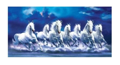 Póster adhesivo sin marco Vastu 7 caballos corriendo belleza matutina (24X48 pulgadas) Foto 1 de 2