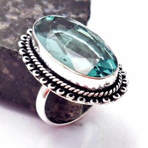 Blue Topaz Ethnic Handmade Ring Jewelry US Size-9 AR 77487