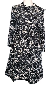 NWT - Joanie Dress Size 4 Corey Bows & Dots Shirt Dress Smocked Collar Navy   - Picture 1 of 13