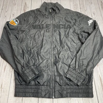 Mens Kappa Valencia CF Windbreaker Jacket Size Large Black Full Zip Spain Soccer - Image 1 of 4
