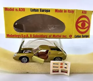 Mebetoys LOTUS EUROPA A39 Gold Diecast 1/43 Vintage Mattel Italy Original RARE - Picture 1 of 18