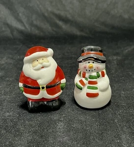 Christmas Santa and Snowman Salt & Pepper Shakers ~ Ceramic Holiday Kitchen - Picture 1 of 6
