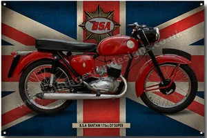 LETRERO METÁLICO SUPER MOTOCICLETA BSA BANTAM D7 - PRODUCTO B.S.A CON LICENCIA OFICIAL. - Imagen 1 de 1