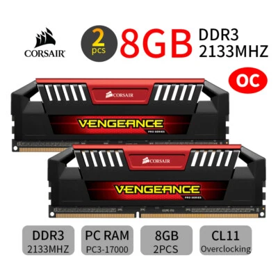 Corsair VENGEANCE Pro 16GB Kit 2x8GB DDR3 OC 2133MHz PC3-17000 Memory RAM Red UK - Image 1 of 4
