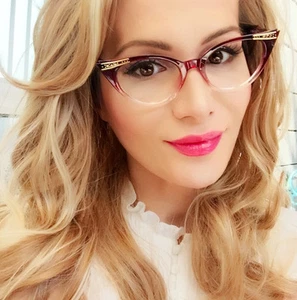 SEXY Cat Eye Rot Klar Farbverlauf Ombre Rockabilly Mode Brille Brillengestell 1317 - Bild 1 von 5