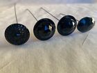 4 Antique Black Faceted Glass Top Hat Pins Stunning Stick Pin Victorian Mourning