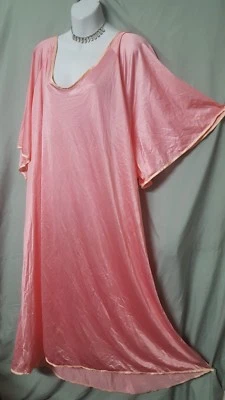 Woman Within Pink Peach Nightgown Calf Short Sleeve Sexy Comfy Plus 2X 60" Bust - Image 1 of 4