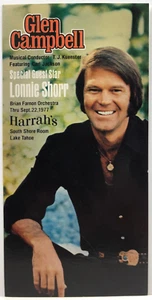 Glen Campbell and Lonnie Shorr at Harrah's Tahoe Advertising Postcard Sept 1977 - Picture 1 of 2