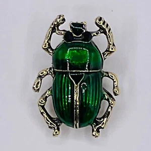 Spilla Scarabeo Scarabeo Retro Insetto Smalto Tono Oro Tuta Bavero Uomo Donna - Foto 1 di 5