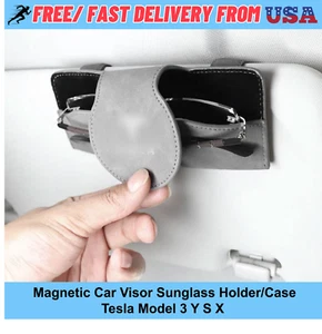 Tesla Car Visor Magnetic Sunglass Holder Organizer Fits Model 3 Y S X Case - Bild 1 von 6