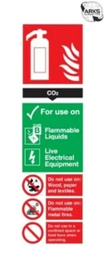 SIGNS & LABELS CO2 Fire Extinguisher Sign - Rigid Polypropylene - 300mm x 100mm - Imagen 1 de 2