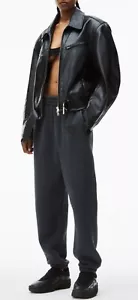 Alexander Wang T Puff Logo Black Sweatpants Women's XL 3 Zip Pockets Retail $295 - Picture 1 of 17