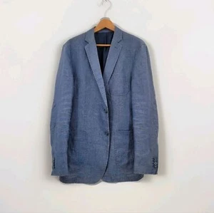 Saks Fifth Avenue Linen Sports Jacket Men's Medium Blue Chambray Resortwear - Picture 1 of 16