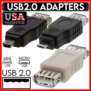 Micro Mini USB Adapter USB 2.0 Converter Coupler Gender Changer USB OTG Adapter - Picture 1 of 6