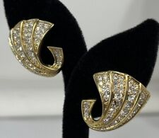 Vintage Nina Ricci Gold Tone with Rhinestones Couture Clip-on Earrings