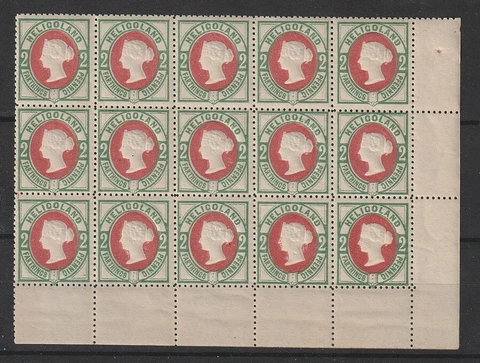 Heligoland Scott 15 Corner block of 15 F to VF MNH. Cats $600++. READ! Cover