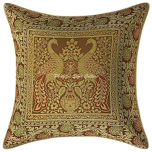 Pillow Cover Handcrafted Brocade Jacquard Decor Car Sofa Cushion Case 16 x 16 in - Picture 1 of 5