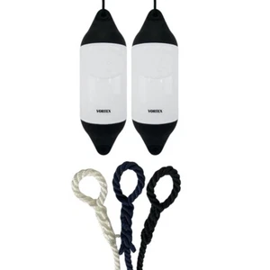 2 x HURRICANE Vortex Bootsfender: weiß PM05 - FREE SPLICED END 10MM SEIL - Bild 1 von 2
