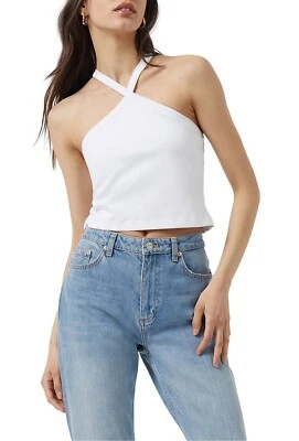 French Connection Women's White Rebi Eco Halter Neck  Top Size M, New  with Tags - Image 1 of 4