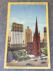 1940?S New York City, Ny, Trinity Church, Broadway & Wall Street Postcard O
