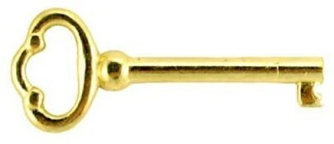 Hollow Barrel Brass Plated Skeleton Key for Antique Cabinet Doors Cover