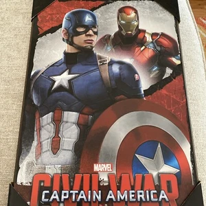 Captain America, Marvel Civil War Poster Wood Wall Hanging Iron Man - Picture 1 of 6
