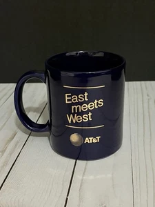 Transatlantic Cable #9 AT&T, EAST MEETS WEST Kaffeebecher dunkelblau & gold Vintage - Bild 1 von 6