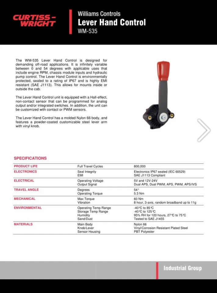 Control electrónico del acelerador - Curtis Wright WM-535 Foto 1 de 4