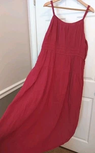 NWT Old Navy sundress POPOVER maxi pink 100% cotton sleeveless tiers 4X PLUS $49 - Picture 1 of 11