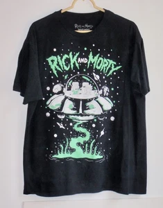 Camiseta de natación para adultos Rick & Morty XL 100 % algodón negra con gráfico espacial película - Imagen 1 de 8