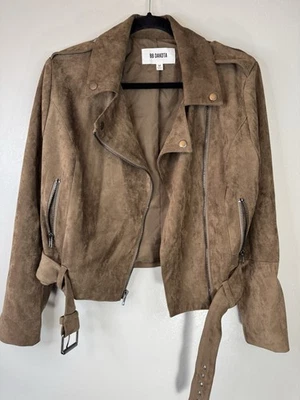 Chaqueta de cuero sintético BB Dakota estilo bombardero con hebilla talla M Foto 1 de 4