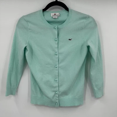 Cárdigan Vineyard Vines para mujer XS azul aguamarina bordado ballena mezcla de algodón Foto 1 de 4