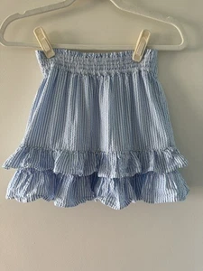 Crewcuts J Crew Girls Blue White Seersucker Striped Skirt Size 10 Ruffle Preppy - Picture 1 of 4