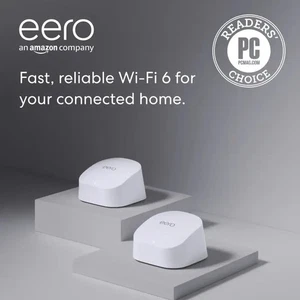 eero 6 AX1800 Mesh Wi-Fi 6 System (2-Pack) Dual-Band Router – White - New Sealed - Picture 1 of 3
