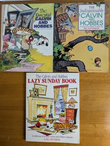 Calvin and Hobbes The Essential, The Indispensible and The Lazy Sunday Books - Foto 1 di 18