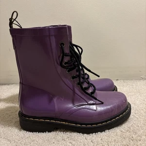Dr Martens Drench purple rain Wellies Welly Wellington shower boots US 6 FLAWS - Picture 1 of 24