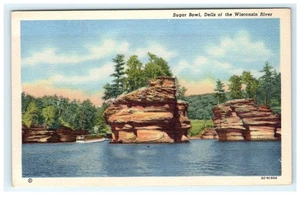 Vintage Zuckerdose Dells Wisconsin River Lithographie Postkarte - Bild 1 von 2
