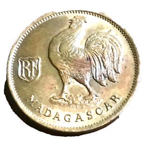 elf Madagascar French 50 Centimes 1943 SA Rooster World War II