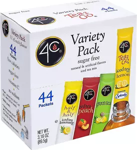 4C Iced Tea Variety Pack Drink Mix Single Packets to Go Sugar Free 44-Count - Picture 1 of 3