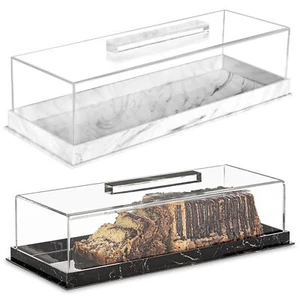 Clear Bread Box Dessert Display Plate Rectangular Bread Storage For Party Weddin - Picture 1 of 14