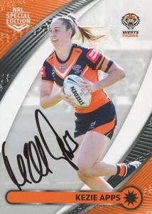 Signed 2024 Wests Tigers NRLW TLA Rivalry Special Edition Card - Kezie Apps - Bild 1 von 3
