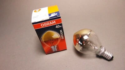 Kuppenverspiegelte OSRAM Glühlampe TROPFEN E14/SES Kopfspiegel DECOR P GOLD 40 - Bild 1 von 3