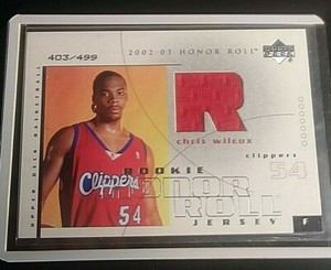 Chris Wilcox, 2002-03 UD Honor Roll, Rookie Jersey card #99 #d 403/499