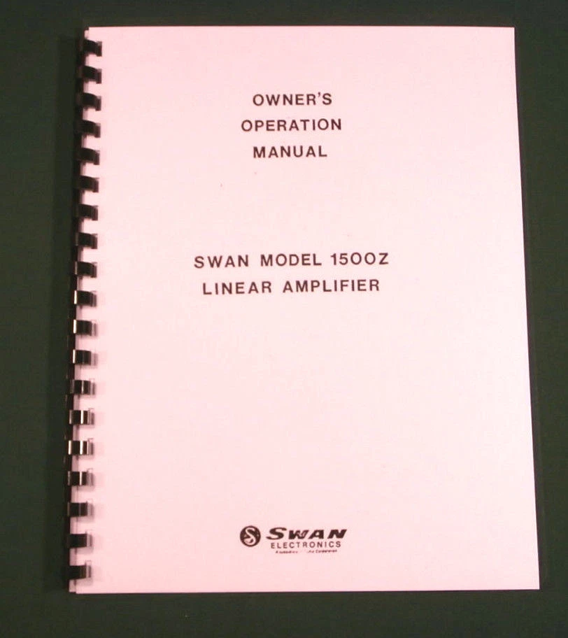 Swan 1500Z Instruction Manual - Premium Card Stock Covers & 28lb Paper! - Image 1 of 1
