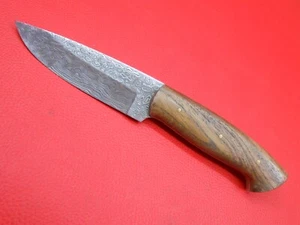 Custom Made Damascus Hunting Knife Teak Wood Handle With Sheath F267 - Picture 1 of 10