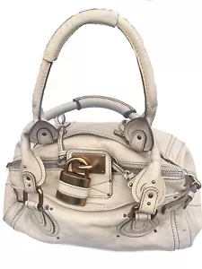 Chloe paddington leather shoulder bag WITH lock gold hardware ivory beige - Picture 1 of 24