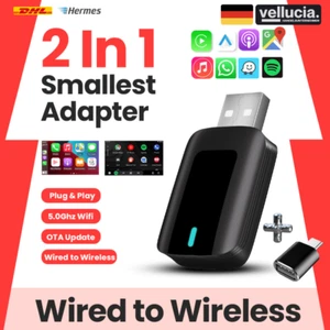 2in1 Wireless CarPlay & Android Auto Adapter 📶 USB & USB-C🔌Plug & Play für OEM - Bild 1 von 6