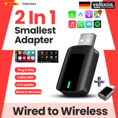 2in1 Wireless CarPlay & Android Auto Adapter 📶 USB & USB-C🔌Plug & Play für OEM - Bild 1 von 4