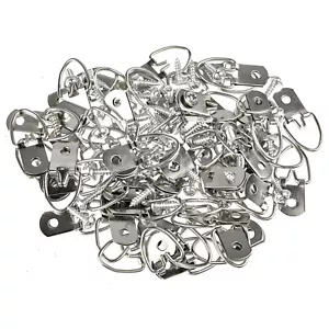 100Pcs Iron D Ring Picture Frame Hangers with Screws Photo Hanging Hooks Set - Picture 1 of 17