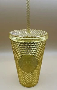 Starbucks Gold Gelb Nieten Becher 2020 Grande 16oz NEU - Bild 1 von 6